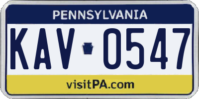 PA license plate KAV0547