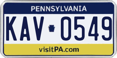 PA license plate KAV0549