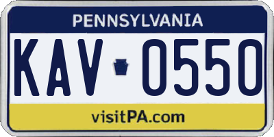PA license plate KAV0550