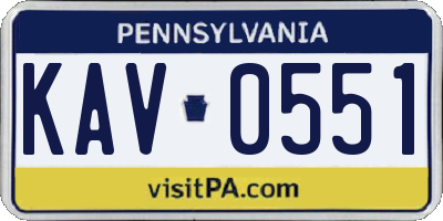 PA license plate KAV0551