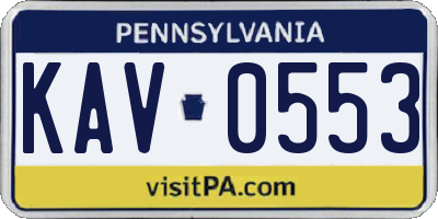 PA license plate KAV0553