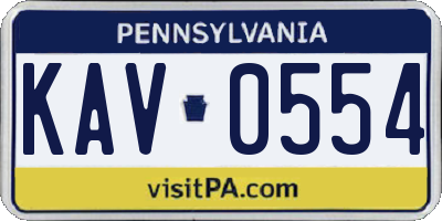 PA license plate KAV0554