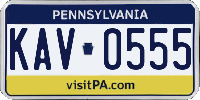 PA license plate KAV0555