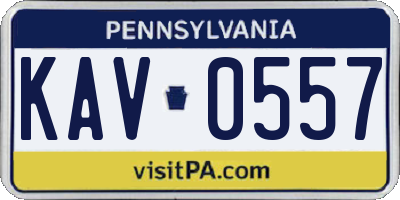 PA license plate KAV0557
