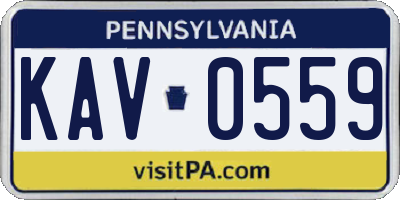 PA license plate KAV0559
