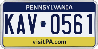 PA license plate KAV0561