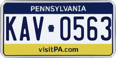PA license plate KAV0563