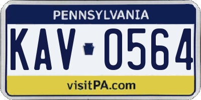 PA license plate KAV0564