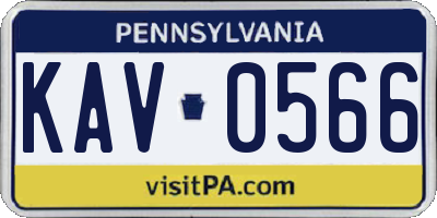 PA license plate KAV0566