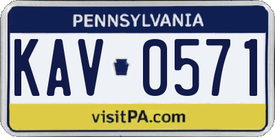 PA license plate KAV0571