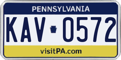 PA license plate KAV0572