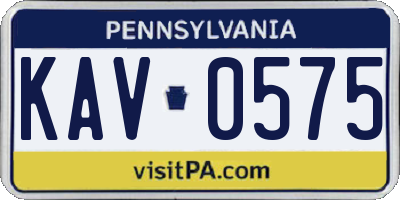 PA license plate KAV0575