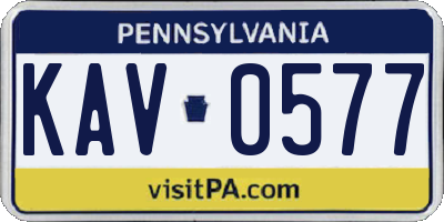 PA license plate KAV0577