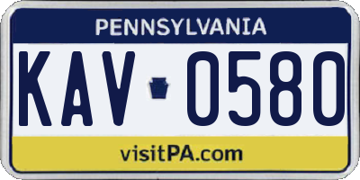 PA license plate KAV0580
