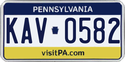 PA license plate KAV0582