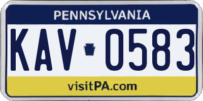 PA license plate KAV0583