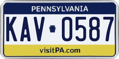 PA license plate KAV0587