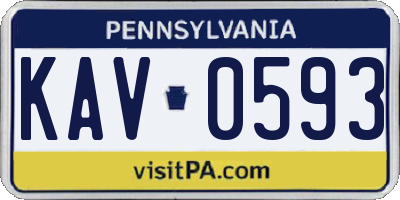 PA license plate KAV0593