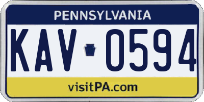 PA license plate KAV0594