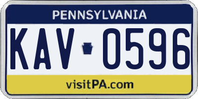PA license plate KAV0596