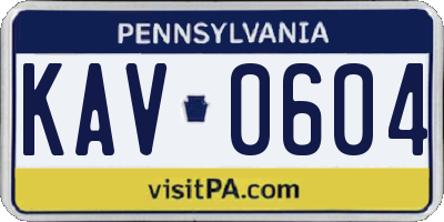 PA license plate KAV0604