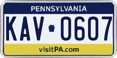 PA license plate KAV0607