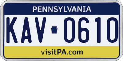 PA license plate KAV0610