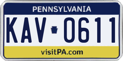 PA license plate KAV0611