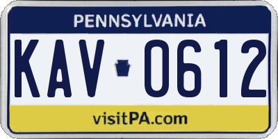 PA license plate KAV0612