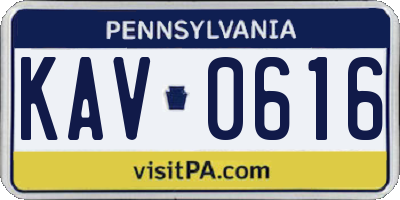 PA license plate KAV0616