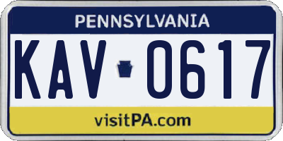 PA license plate KAV0617