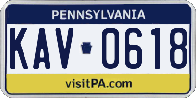PA license plate KAV0618
