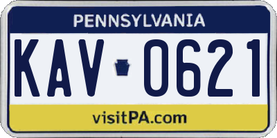 PA license plate KAV0621