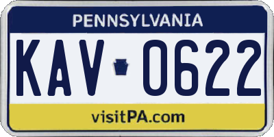 PA license plate KAV0622