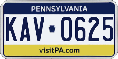 PA license plate KAV0625