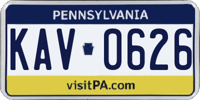 PA license plate KAV0626