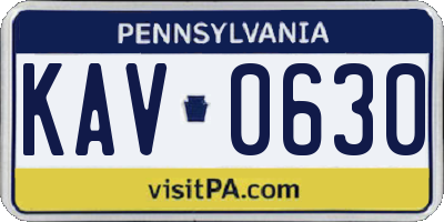 PA license plate KAV0630