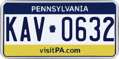PA license plate KAV0632