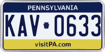 PA license plate KAV0633