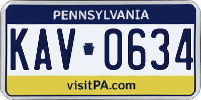 PA license plate KAV0634