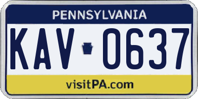 PA license plate KAV0637