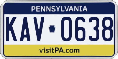 PA license plate KAV0638