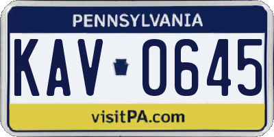 PA license plate KAV0645