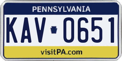PA license plate KAV0651