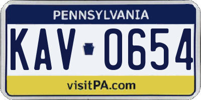PA license plate KAV0654