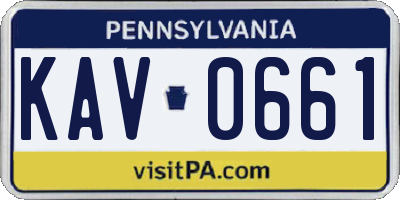 PA license plate KAV0661