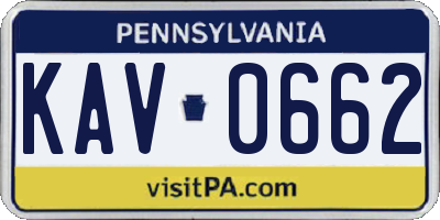 PA license plate KAV0662