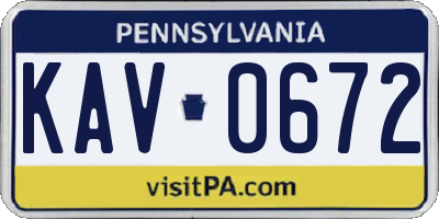 PA license plate KAV0672