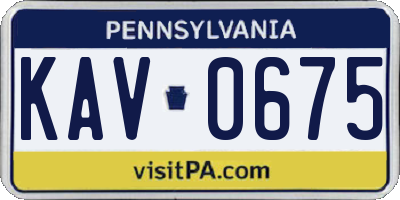 PA license plate KAV0675