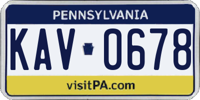 PA license plate KAV0678
